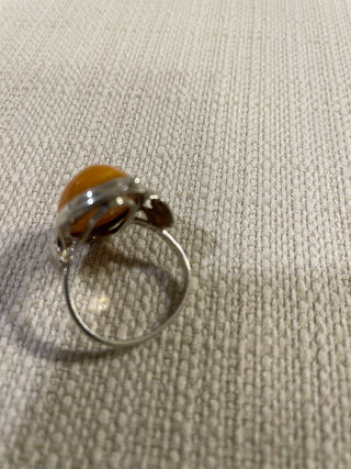 Butterscotch Amber sterling silver ring size 10 RSV