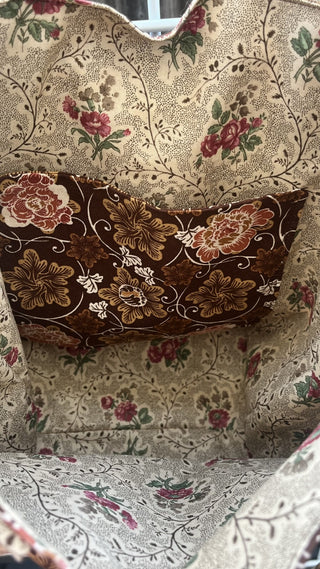 RSV Handcrafted Mini Tote Bag: Brown Rose|84025