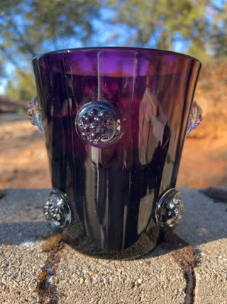 JP 6” Amethyst hand-blown art glass ice bucket wide vase