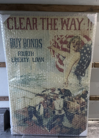 Large “Clear the Way” Vintage Wartime Propaganda Canvas RCD