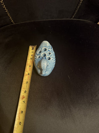 Vintage Mid Century  Blue sky  Ceramic Flower Duck Ikebana insert #62 VV MTS