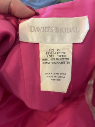 Y2K Size 20 David’s Bridal Hot Pink Sleeveless Gown
