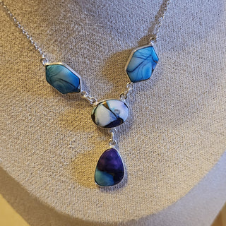 .925 ice blue dahlia lariat  18 in necklace|90139