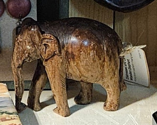 Distressed and Carved Wooden Elephant|46781