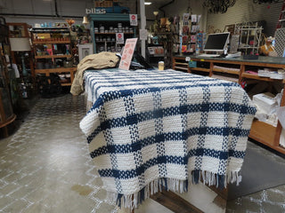 Afghan/throw blue & white MTS