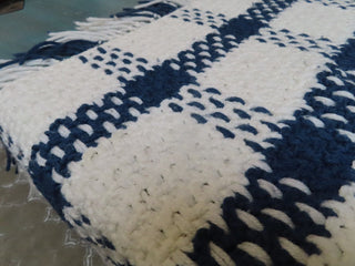 Afghan/throw blue & white MTS