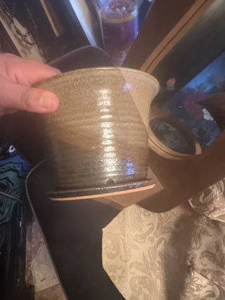 Mid Century Colonial Mirror and plant holder and pottery signed #47 VV MTS|131766