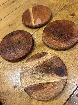 Vtg. Fall Wooden Coaster Set MTS