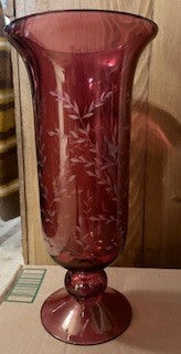 Andrea By Sadek Red Luster Glass Footed Vase RCD