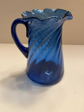 Small Handblown Blue glass pitcher