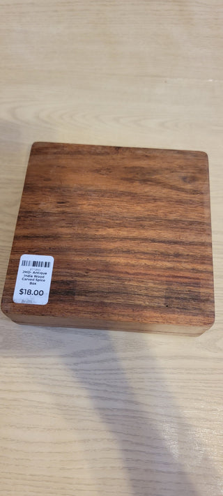 JMD- Antique India Wood Carved Spice Box- RSV|86362