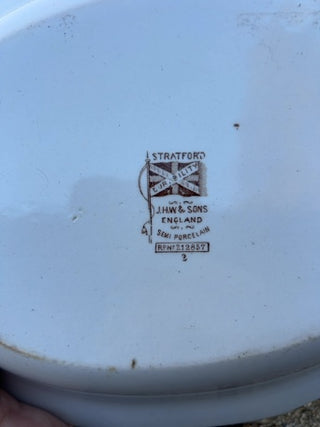 JP Antique Victorian Stratford J.H.W. & Sons Brown Floral Transfer Ware Oval Platter 9 1/2” x 7 3/4”. c1893