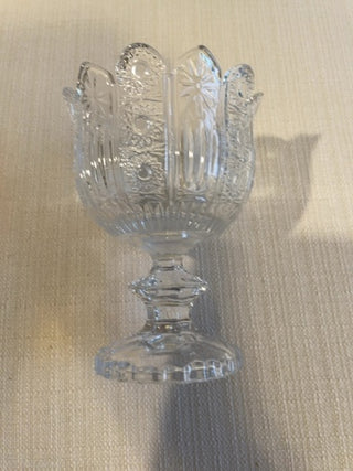 SHANNON CRYSTAL PINWHEEL Paneled Footed Candy Dish Bowl
