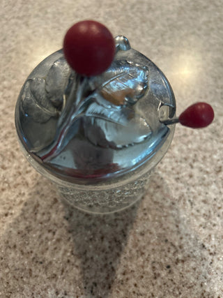 Hobnail glass jelly jar w/ spoon