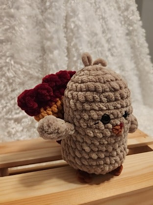 Turkey: Crocheted- tan, red, yellow, orange, 6"