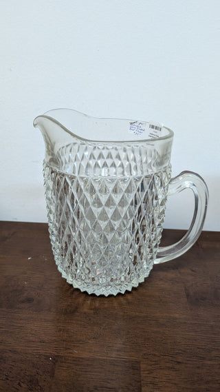 Vintage Indiana Glass Diamond Point Pitcher RSV