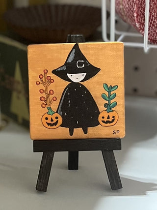 Handmade Little Witch 3” Painting and Easel RSV|108657
