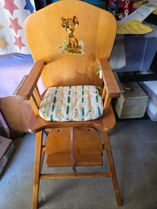 Mid-Century Wooden Thayer High Chair, Adjust. Foot Rest, RCD