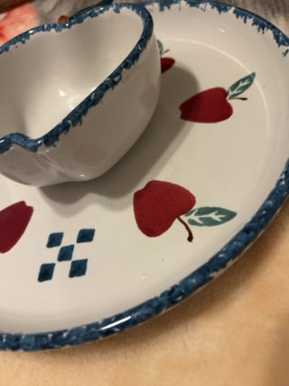 vintage Chaparral Pottery Apple Chip and Dip Platter