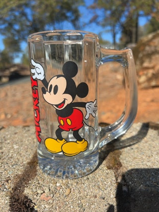 Vintage Disney Mickey Mouse Glass Beer Mug USA