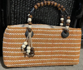 Orange Handcrafted Purse w/ Beads MTS|63477