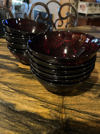 Antique Ruby Red Pattern 5.5" Bowl By Cristal D'Arques-Durand Luminarc France. RSV|125189