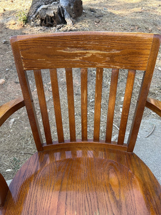 12F Vintage Spring Loaded Wood Bankers Desk Chair MTS|84084