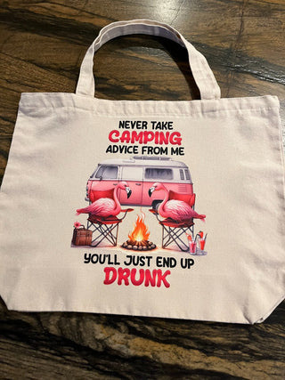 "You Will Just End Up Drunk" Large Zippered Canvas Bag or Tote RSV