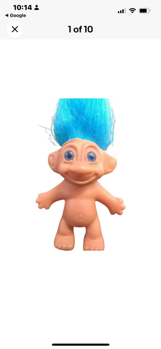 Vintage Blue Hair Blue Eye Troll, 1990's-RSV
