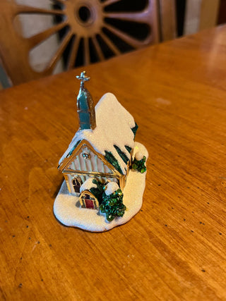 Vintage Pewter Church Hinged Trinket Box RSV|123725