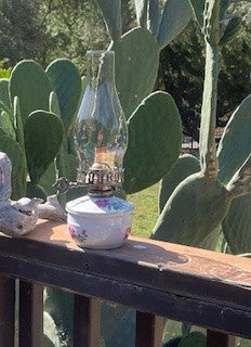 Antique Floral Rose Ceramic Oil Lamp RCD|84606