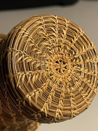 4" Pine Needle Basket/ Vase, w/ Glass Insert--SP MTS