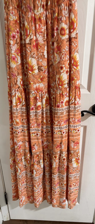 Women's Large Hawaiian Floral Print Off Shoulder Maxi Dress RCD|158800