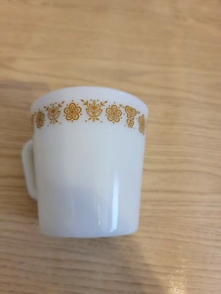 JMD- Pyrex Butterfly Gold Milk Glass Mug