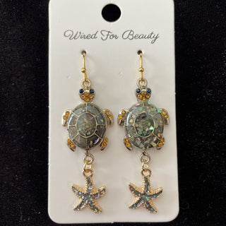 Abalone turtle earrings w/ starfish RSV