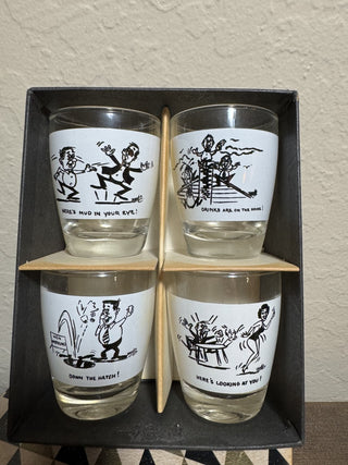 Vintage Anchor Hocking Novelty Shot Glass Set MTS|79976