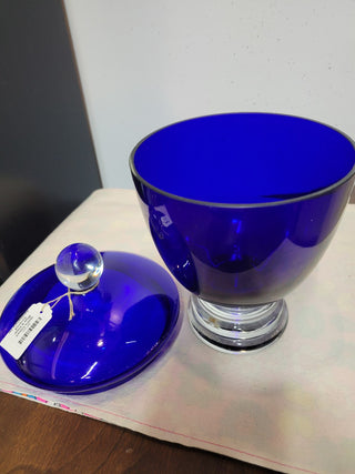 1930's Cobalt Blue & Clear Covered Apothecary Jar RCD|55735