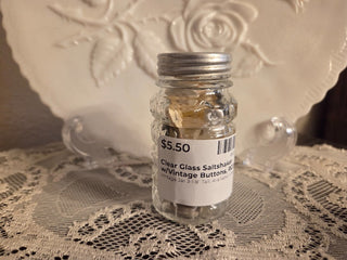 Clear Glass Saltshaker w/Vintage Buttons, RCD