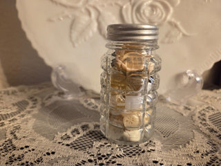 Clear Glass Saltshaker w/Vintage Buttons, RCD