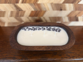 HANDMADE CANDLE IN DOUGH BOWL 8" W/AMTHYST STONES SCENT LAVENDAR|107261