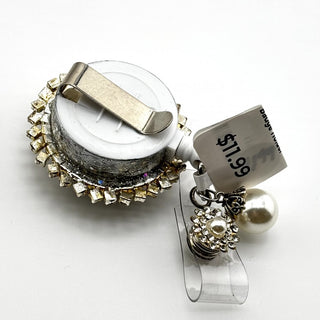 White Pearl/Rhinestone Badge Holder|73711