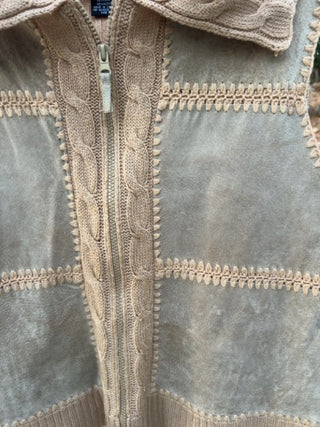 JP Designers Studio patchwork suede and knit sweater vest Size XL