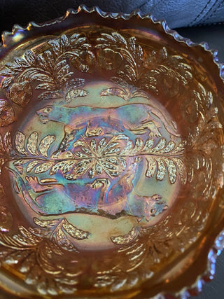 Fenton Marigold Carnival Glass footed bowl