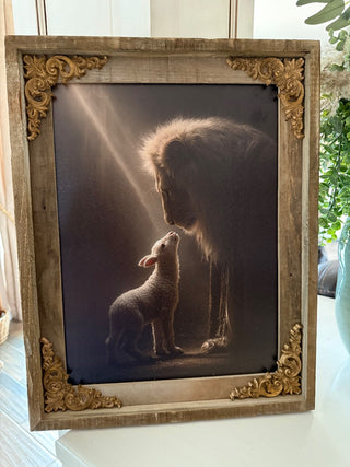 Lion and the lamb rustic hardwood frame RCD