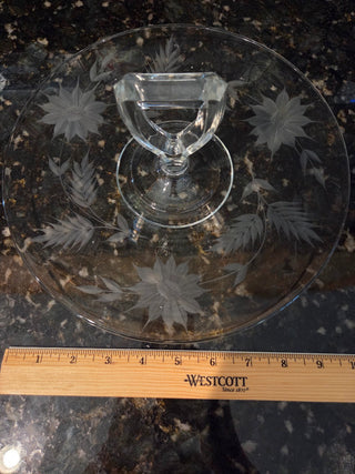Clear Crystal Glass Serving Plate, Center Handle, RCD