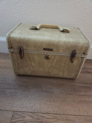 Samsonite Cosmetic Train Case, Marbled Beige, 1950, RCD|114750