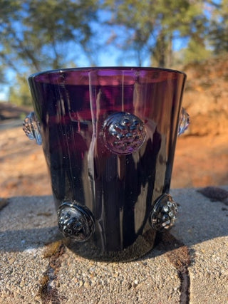 JP 6” Amethyst hand-blown art glass ice bucket wide vase