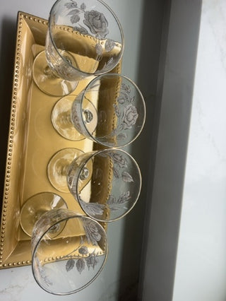 Vintage Libby Rose Bouquet Water/Wine Goblets