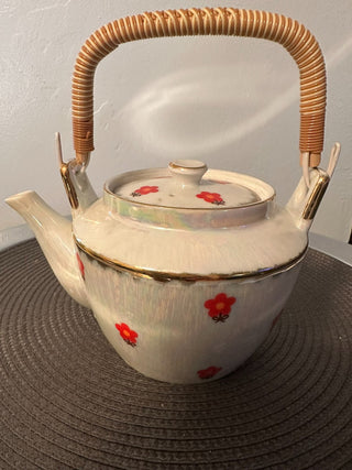 Teapot Lusterware Red Posies MTS