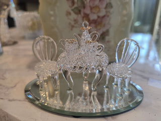 Spun glass table and chairs with coffee serviceRSV